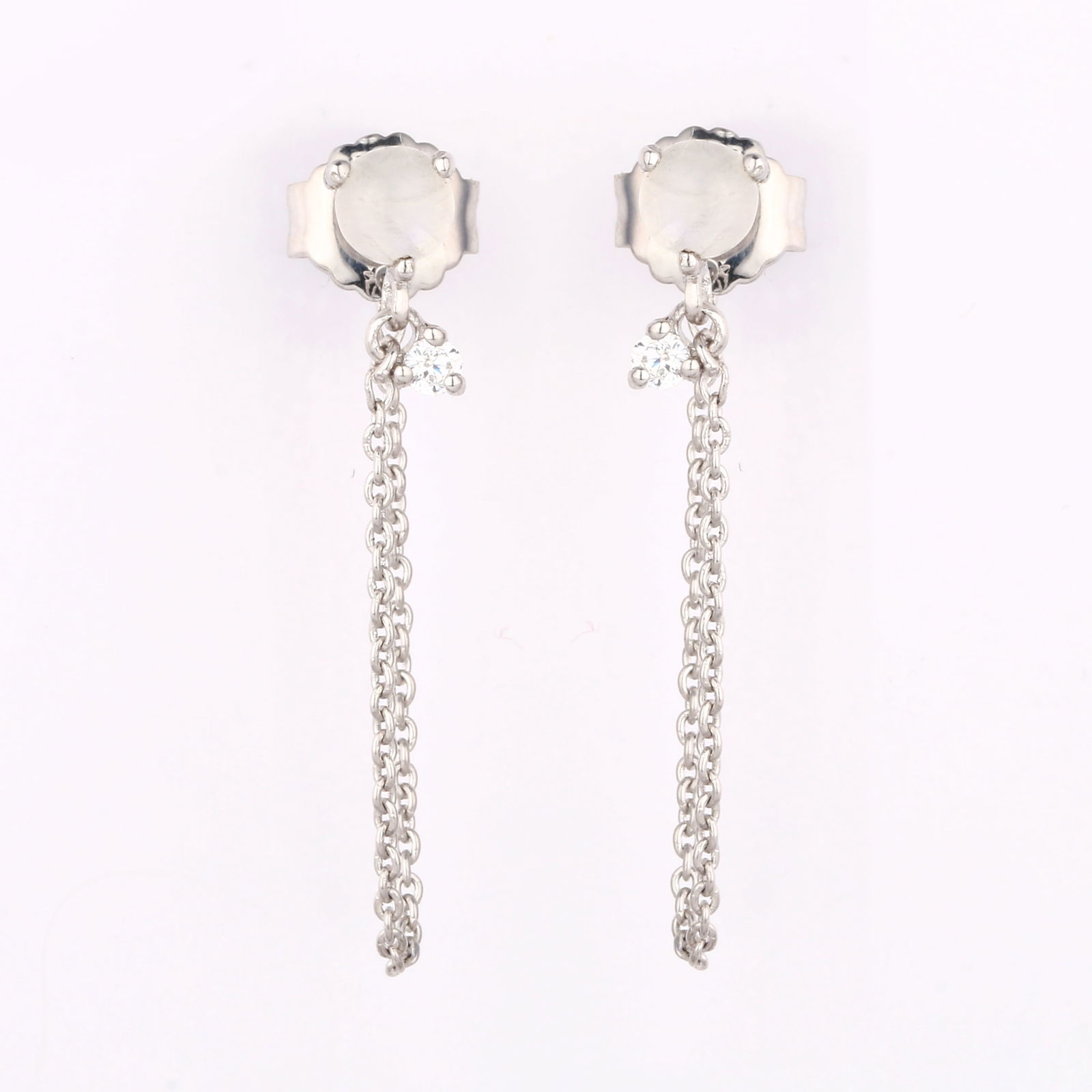 Earrings: White Rainbow Moonstone CAB Round 4.00mm - 3
