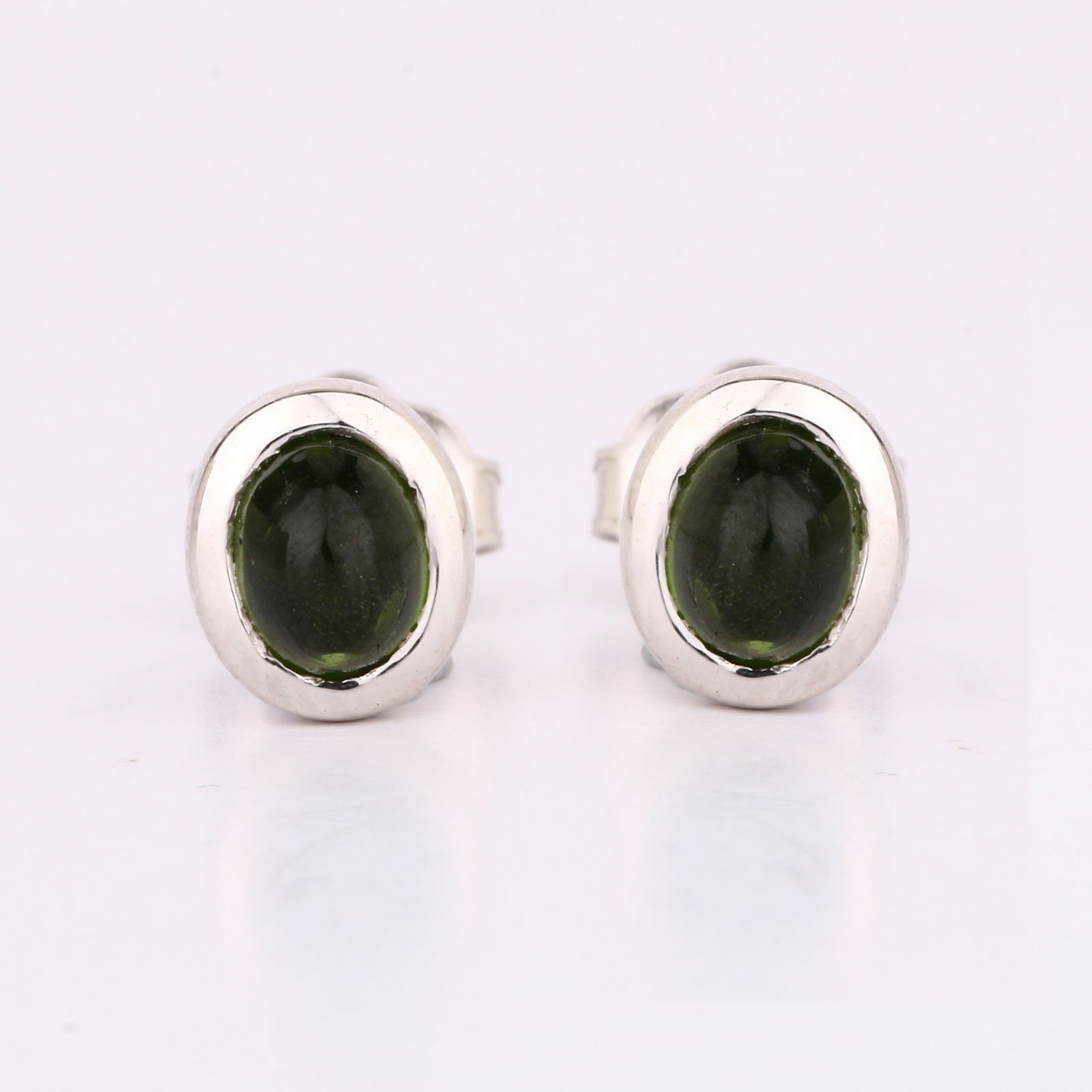Earrings: Chrome-Diopside CAB Oval 5x4mm (1 of 4)