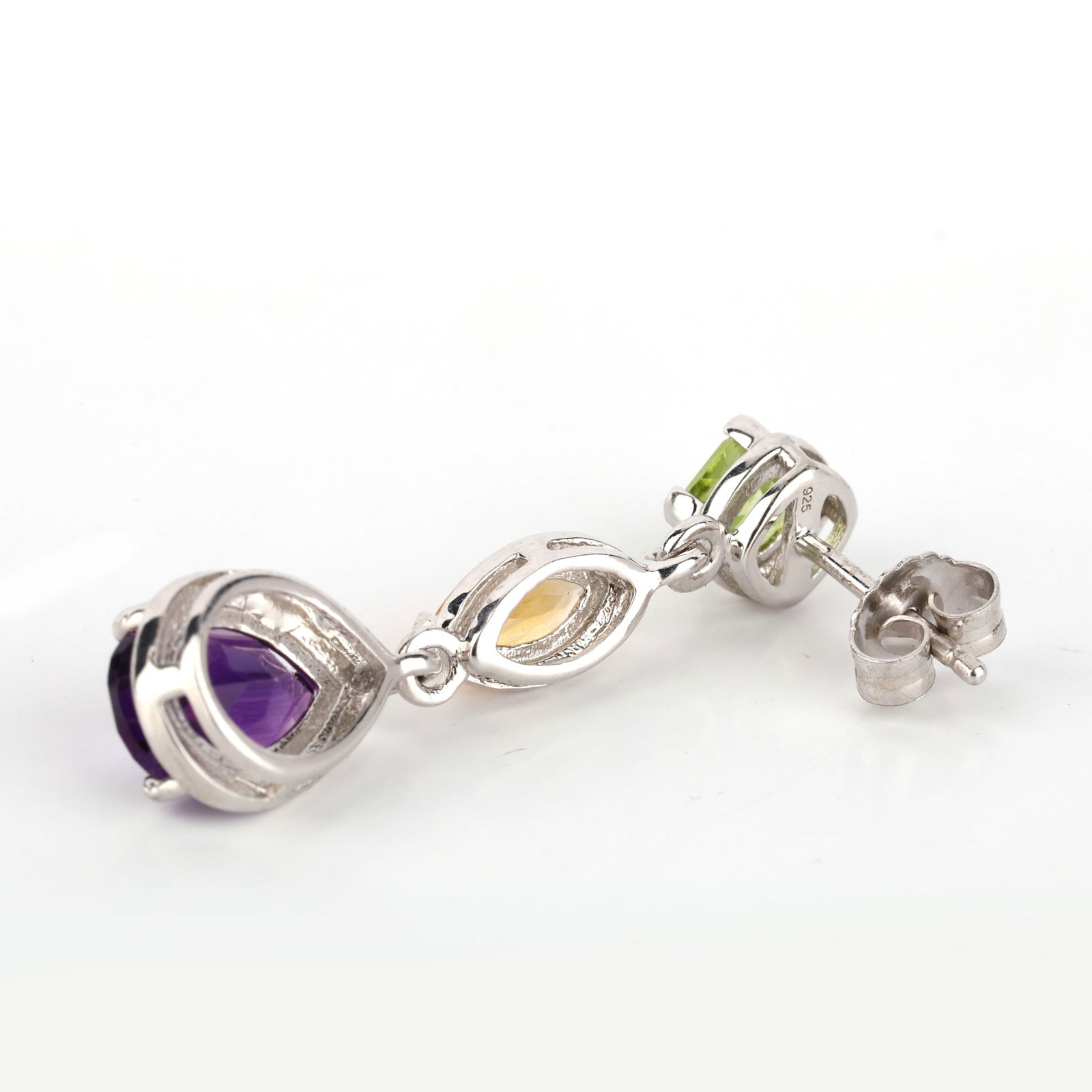 Earrings: African Amethyst Pears 10x7mm: No Reserve! Title: Earrings: African Amethyst Pears 10x7mm Description: African Amethyst Pears 10x7mm - 2Pcs + Golden Citrine Marquise 8x4mm - 2Pcs + Peridot Cushion 5.00mm - 2Pcs Date/Period: After