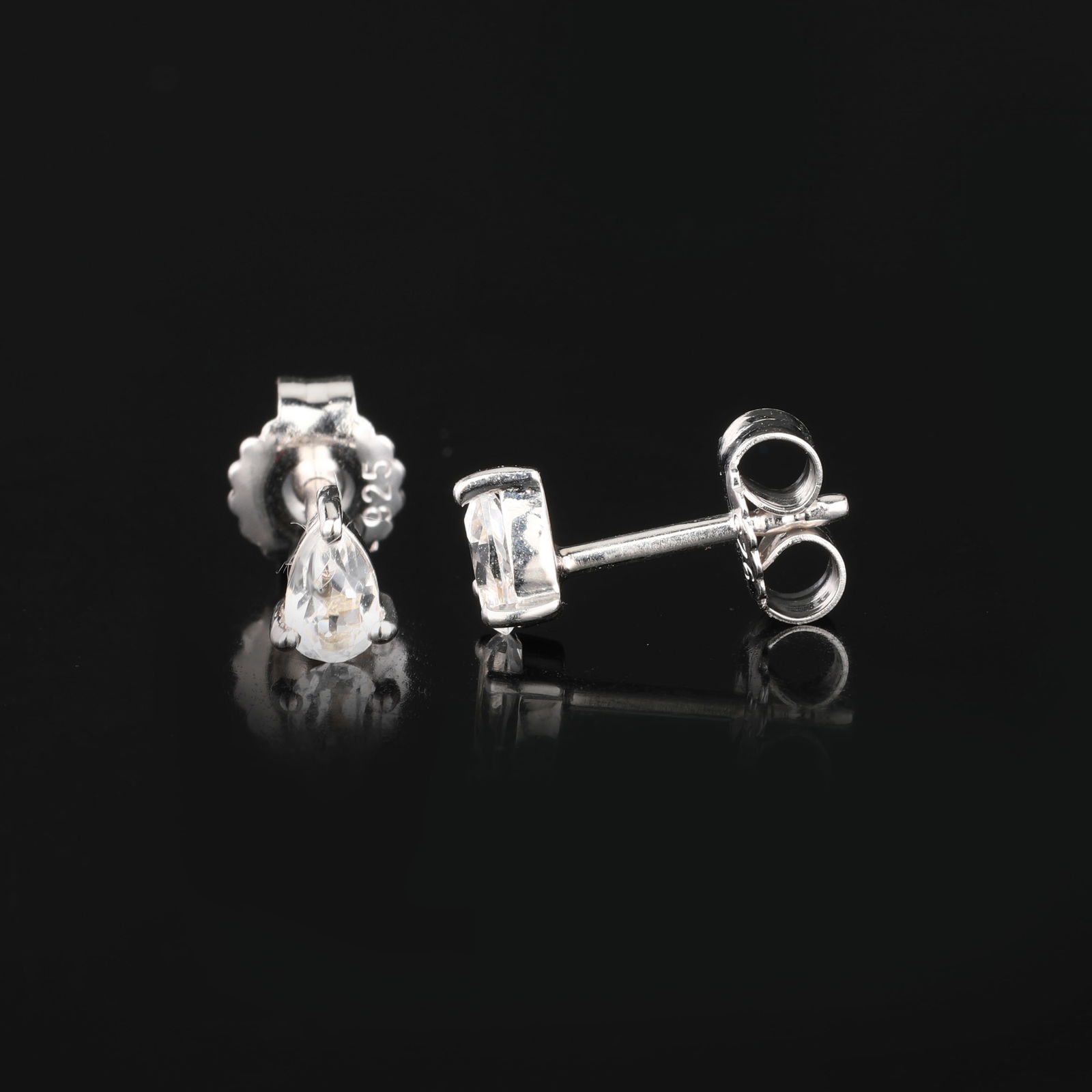 Earrings: White Topaz Pears 5x3mm - 2