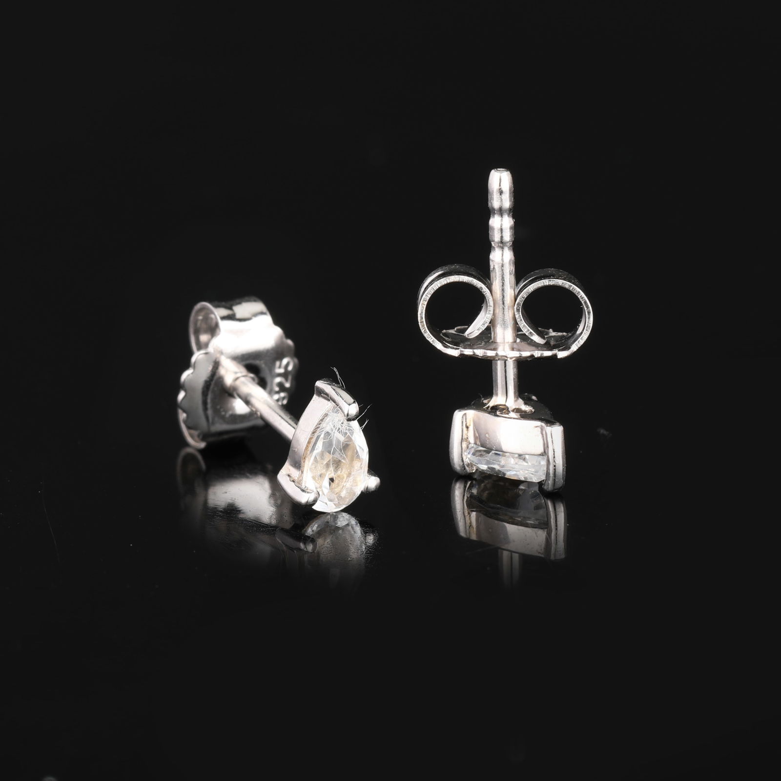 Earrings: White Topaz Pears 5x3mm - 3