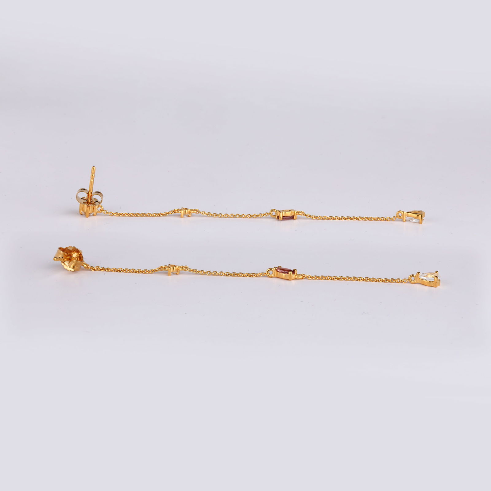 Earrings: White Topaz Pears 5x3mm: No Reserve! Title: Earrings: White Topaz Pears 5x3mm Description: White Topaz Pears 5x3mm - 1Pc + White Topaz Round 3.00mm - 1Pc + White Topaz Round 2.00mm - 1Pc + Pink Tourmaline Marquise 5x2.50mm -