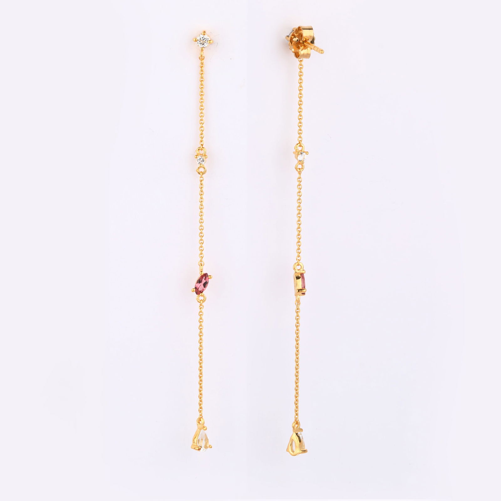 Earrings: White Topaz Pears 5x3mm - 4