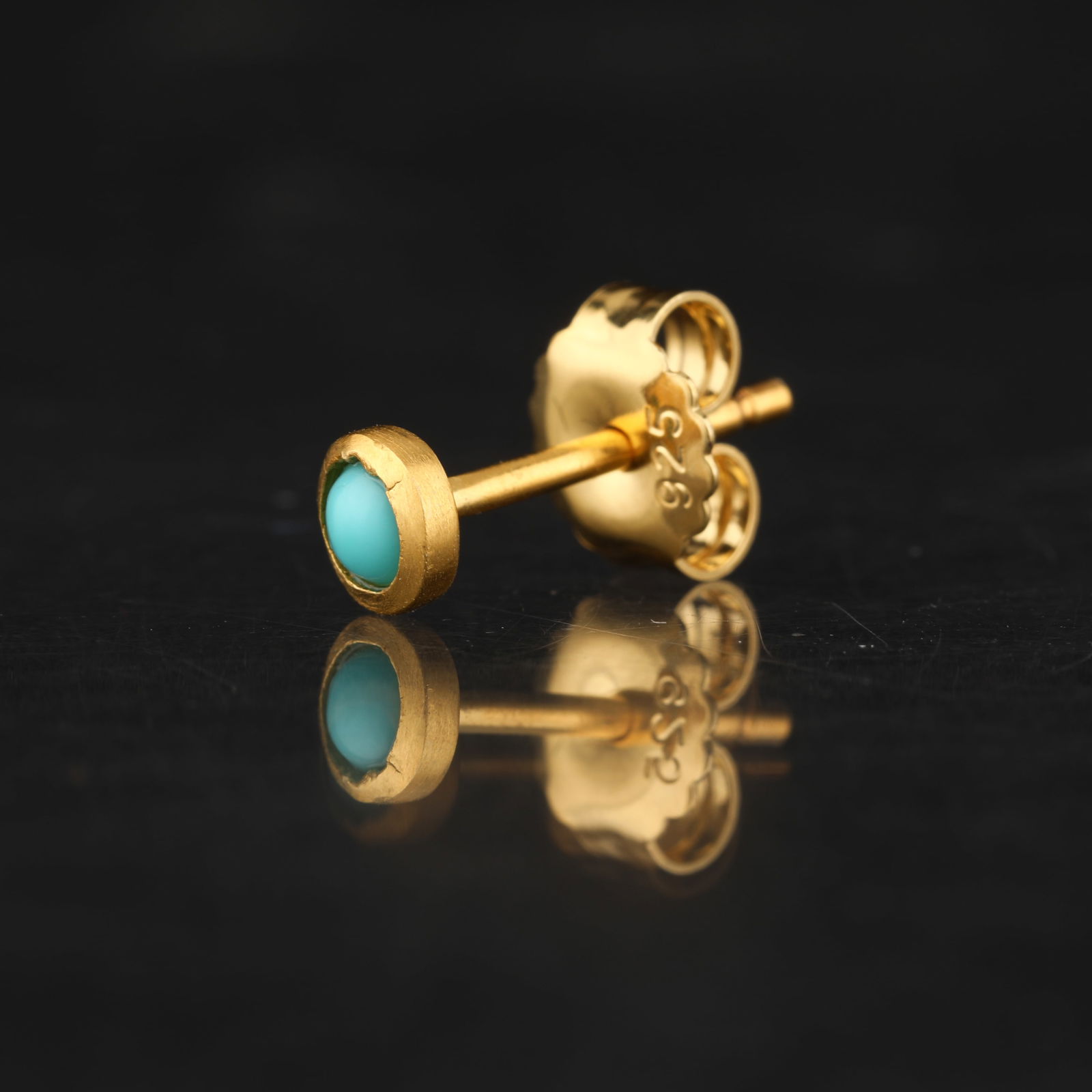 Earrings: Turquoise CAB Round 3.00mm - 4