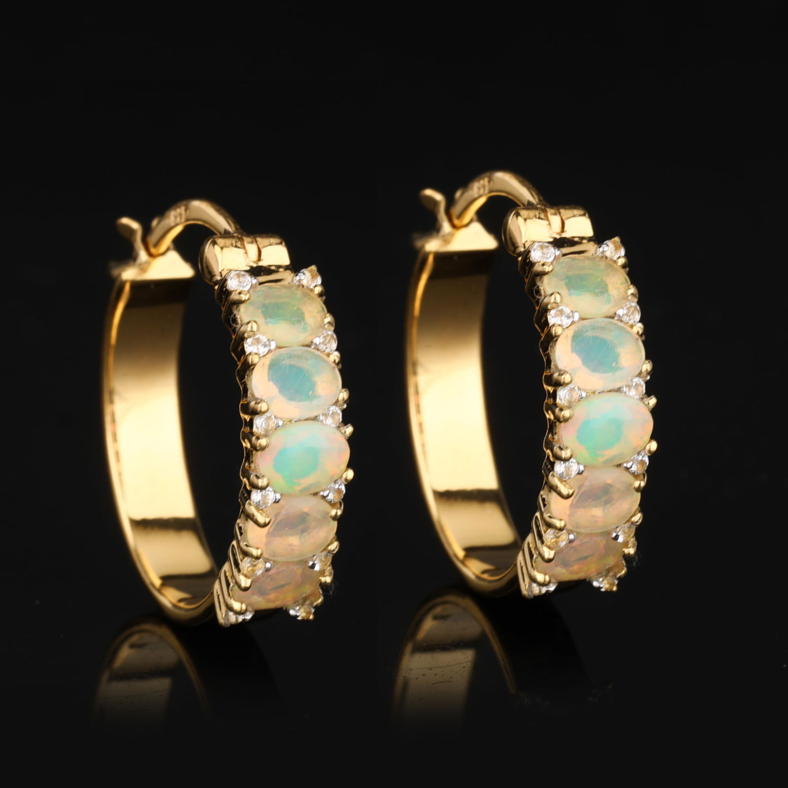 Earrings: Ethiopian Opal Oval 4x3mm (1 of 4)