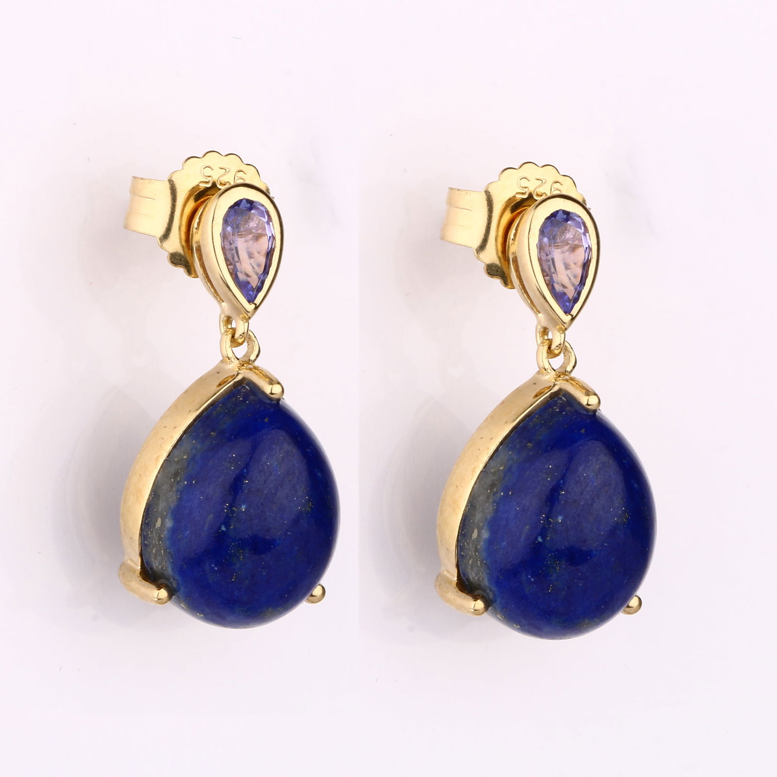 Earrings: Lapis CAB Pears 11x9mm - 4