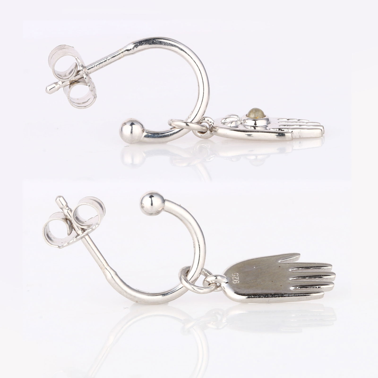 Earrings: White Rainbow Moonstone CAB Round 2.00mm - 4