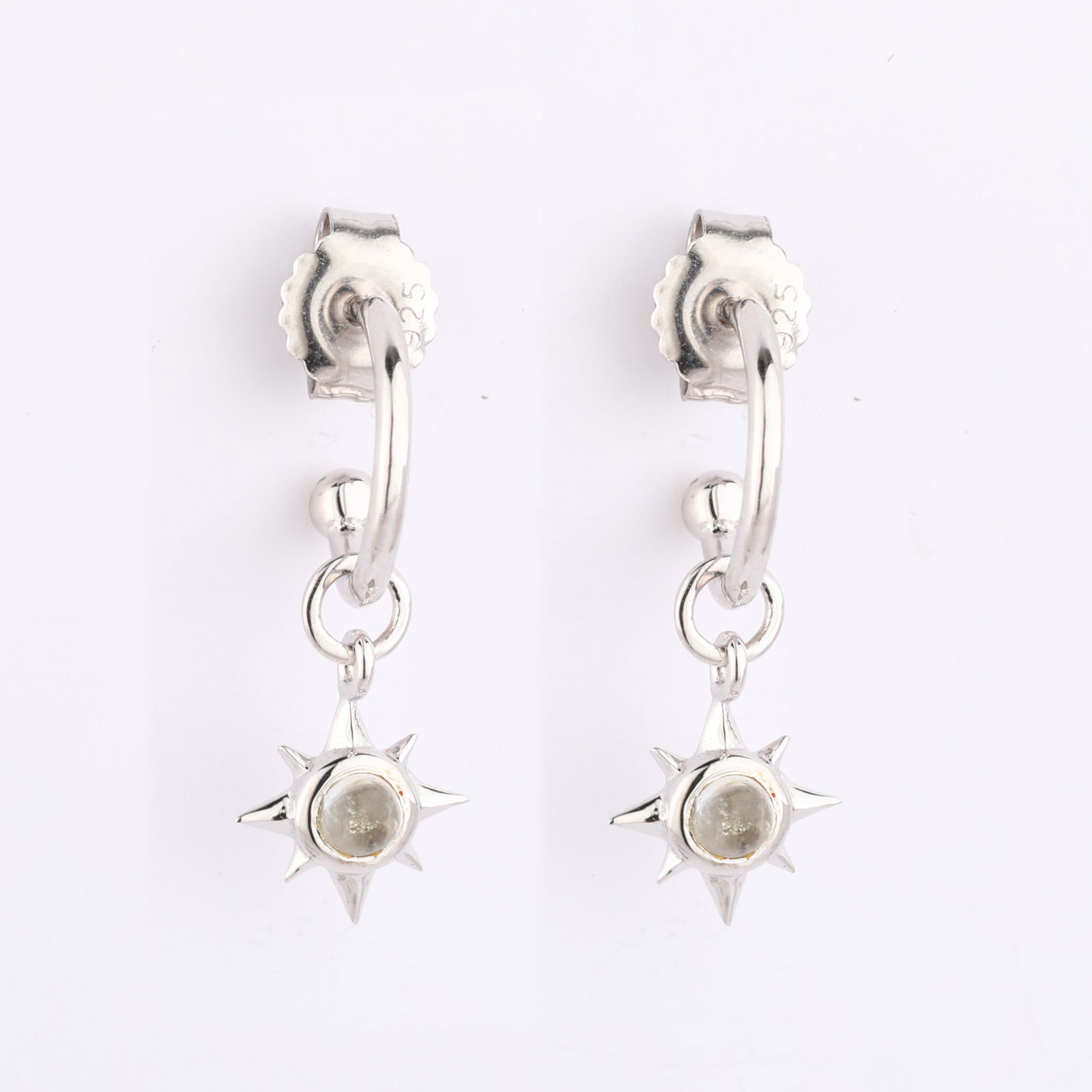 Earrings: White Rainbow Moonstone CAB Round 3.00mm - 2