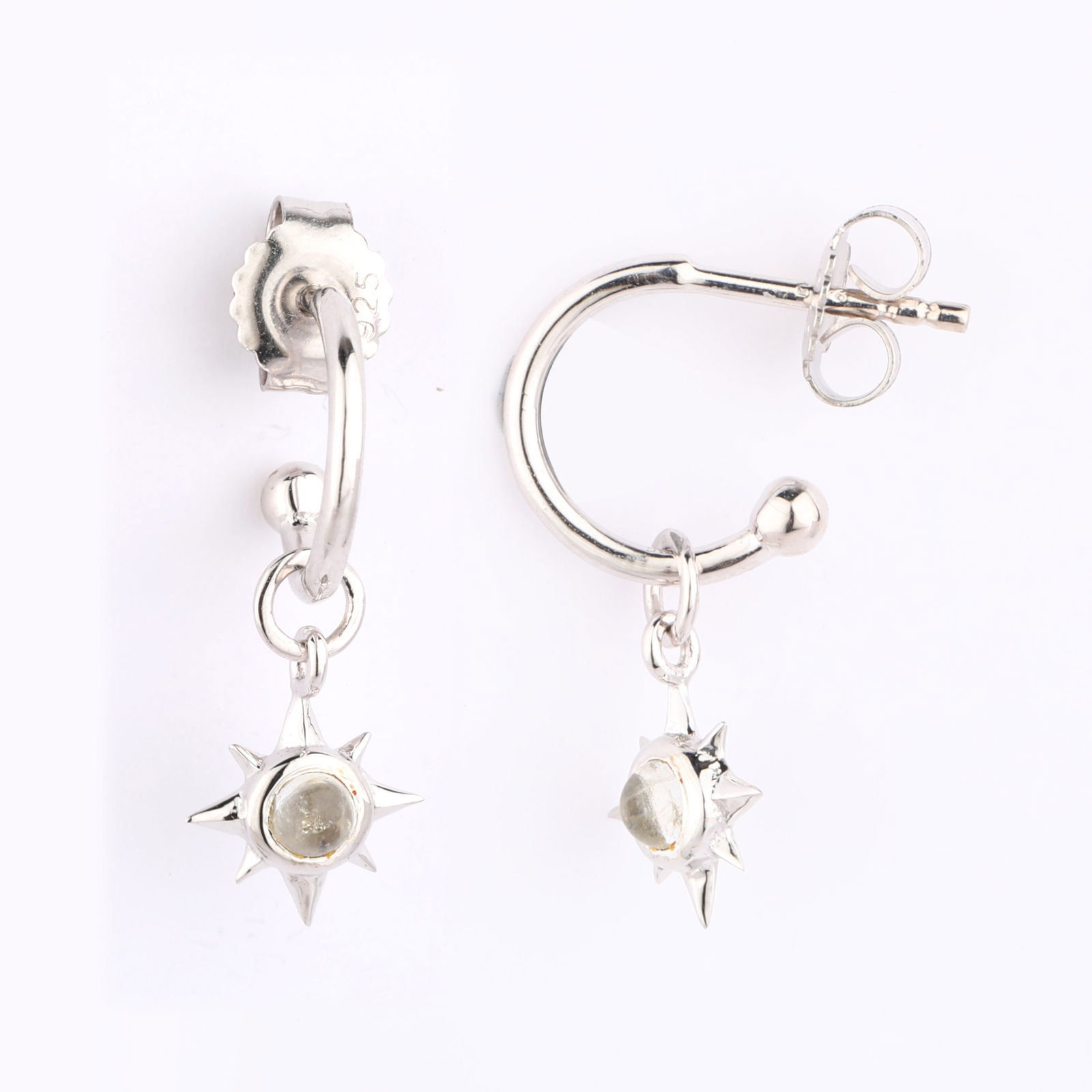 Earrings: White Rainbow Moonstone CAB Round 3.00mm - 3