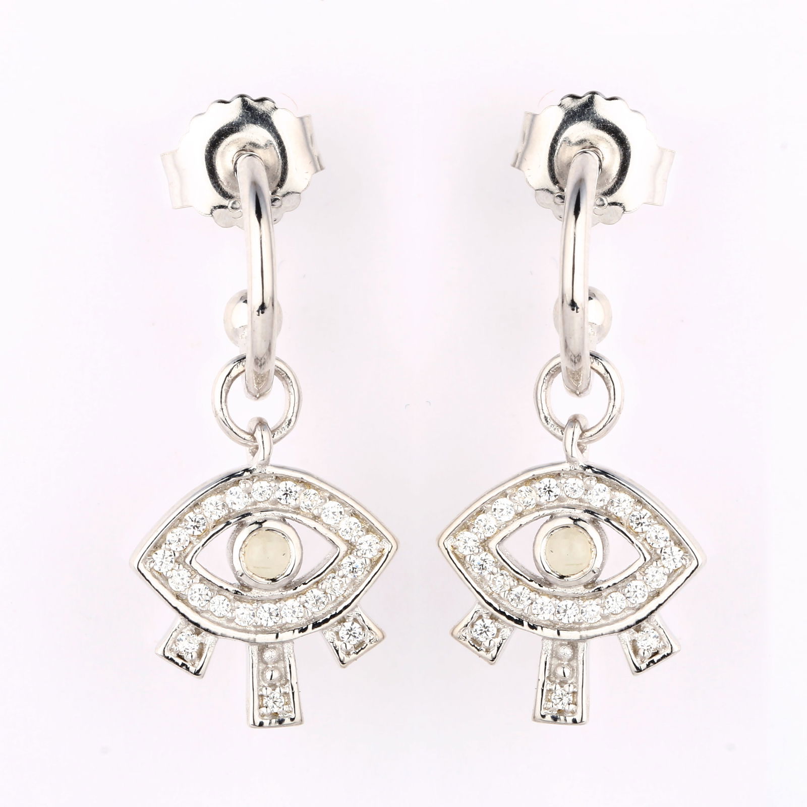 Earrings: White Rainbow Moonstone CAB Round 2.00mm - 2