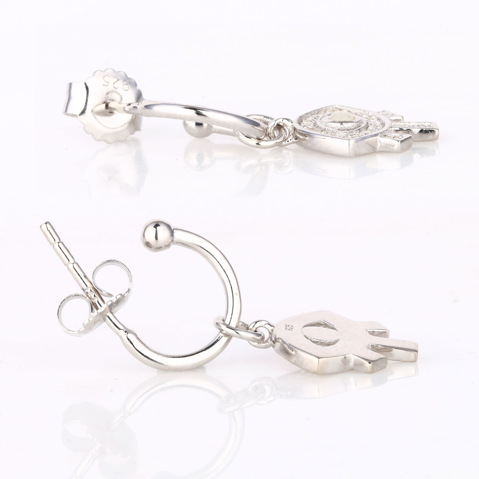 Earrings: White Rainbow Moonstone CAB Round 2.00mm - 4