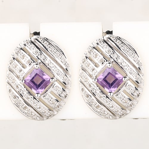 Earrings: African Amethyst Square 4.00mm (1 of 1)