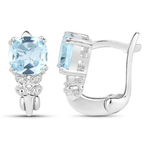 Earrings: Blue Topaz Cushion 8.00mm (1 of 1)