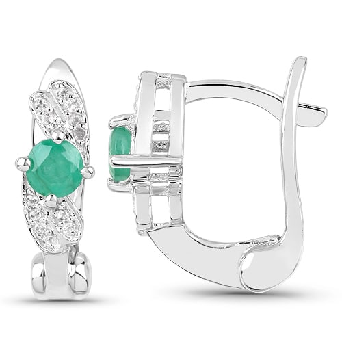 Earrings: Sakota Emerald Round 4.00mm: No Reserve! Title: Earrings: Sakota Emerald Round 4.00mm Description: Sakota Emerald Round 4.00mm - 2Pcs + White Topaz Round 0.90mm - 24Pcs Date/Period: After 2000 Materials: 925 Silver W/Rhodium