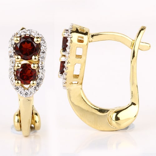 Earrings: Garnet Round 4.00mm