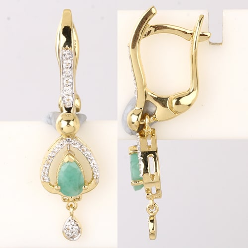 Earrings: Sakota Emerald Pears 6x4mm: No Reserve! Title: Earrings: Sakota Emerald Pears 6x4mm Description: Sakota Emerald Pears 6x4mm - 2Pcs + White Topaz Round 0.80mm - 44Pcs + White Topaz Round 1.20mm - 12Pcs Date/Period: After 2000