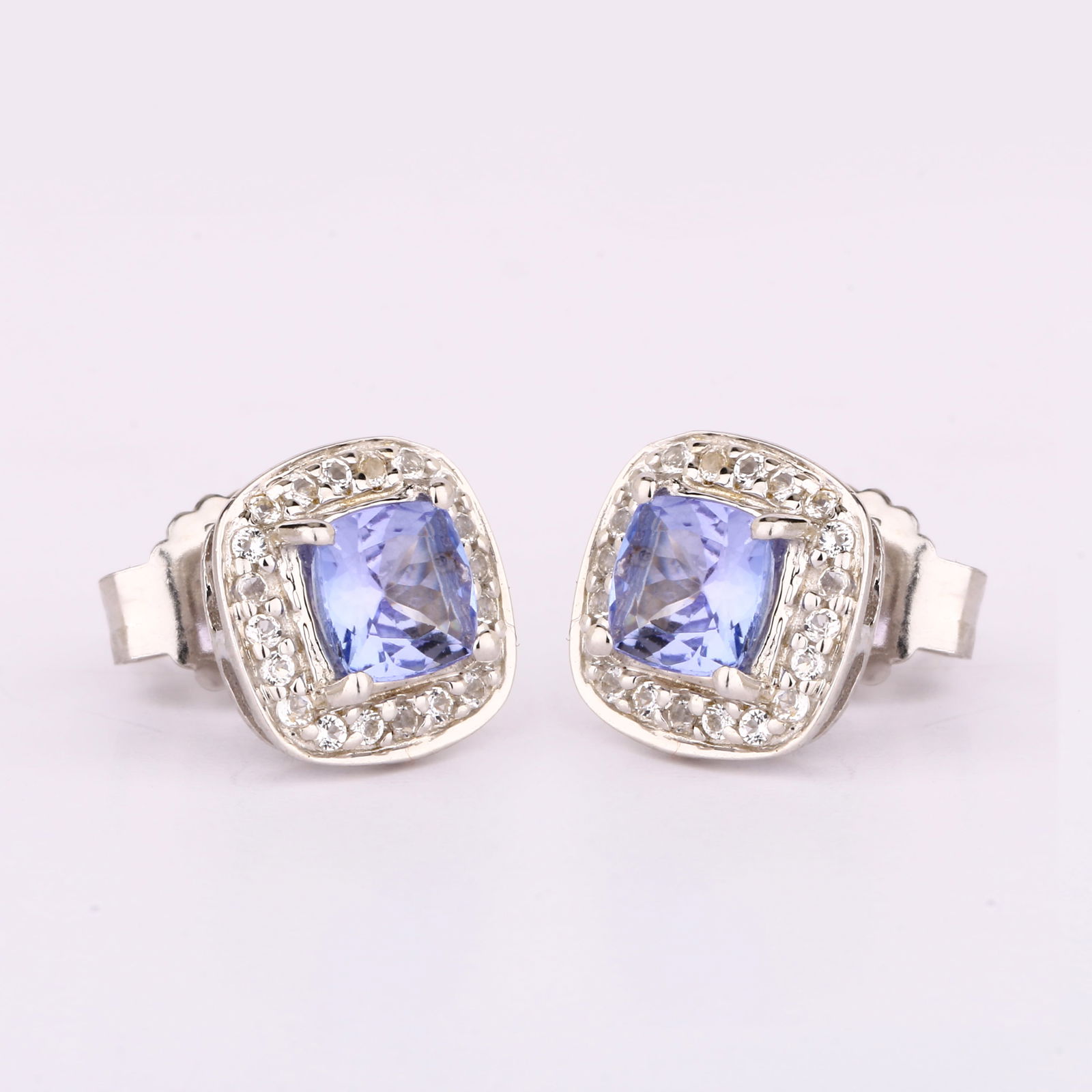 Earrings: Lavender Tanzanite Cushion 5.00mm - 4
