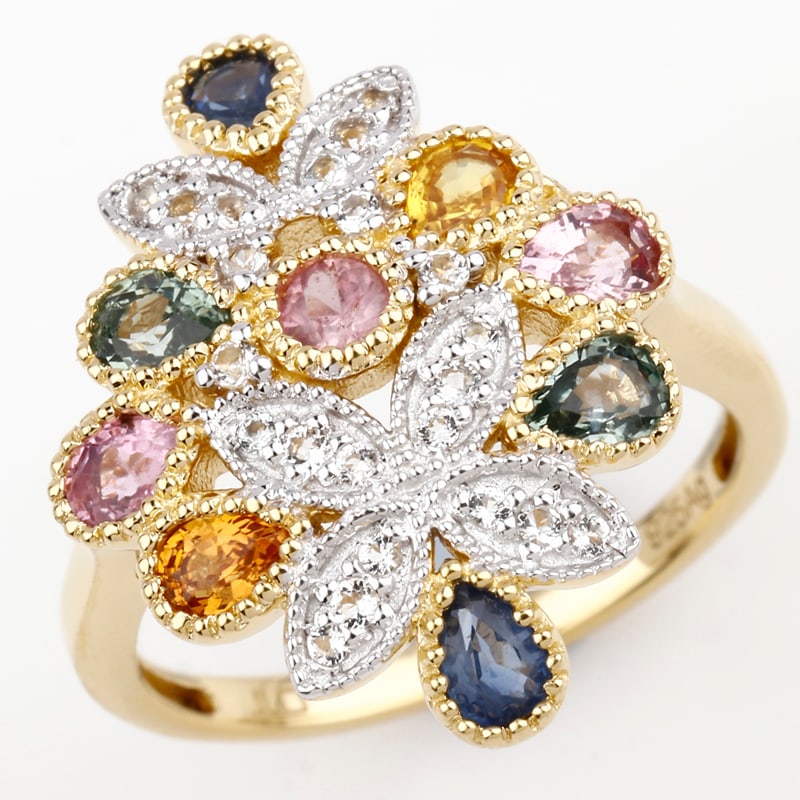 Ring: Pink Sapphire Round 3.00mm: No Reserve! Title: Ring: Pink Sapphire Round 3.00mm Description: Pink Sapphire Round 3.00mm - 1Pcs + Yellow Sapphire Pears 4x3mm - 1Pcs + Blue Sapphire Pears 4x3mm - 2Pcs + Green Sapphire Pears 4x3mm