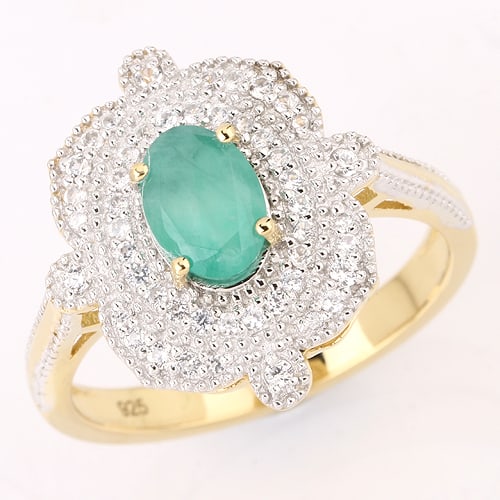 Ring: Sakota Emerald Oval 7x5mm: No Reserve! Title: Ring: Sakota Emerald Oval 7x5mm Description: Sakota Emerald Oval 7x5mm - 1Pcs + White Zircon Round 1.30mm - 4Pcs + White Zircon Round 1.20mm - 4Pcs + White Zircon Round 1.00mm -