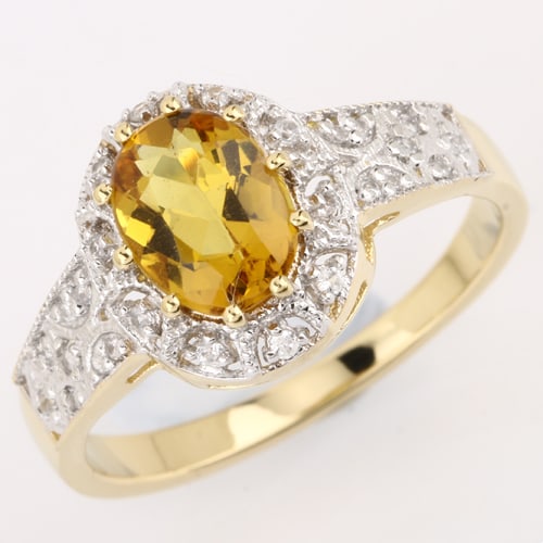 Ring: Yellow Beryl Oval 8x6mm: No Reserve! Title: Ring: Yellow Beryl Oval 8x6mm Description: Yellow Beryl Oval 8x6mm - 1Pcs + White Zircon Round 1.20mm - 10Pcs + White Zircon Round 1.00mm - 4Pcs + White Zircon Round 0.80mm - 12Pcs