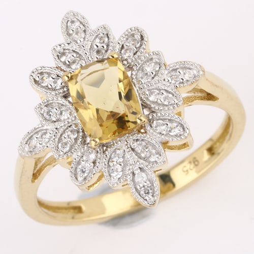 Ring: Citrine Cushion 7x5mm: No Reserve! Title: Ring: Citrine Cushion 7x5mm Description: Citrine Cushion 7x5mm - 1Pcs + White Zircon Round 1.00mm - 28Pcs + White Zircon Round 0.80mm - 4Pcs Date/Period: After 2000 Materials: 925