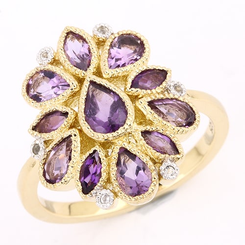Ring: African Amethyst Pears 6x4mm: No Reserve! Title: Ring: African Amethyst Pears 6x4mm Description: African Amethyst Pears 6x4mm - 1Pcs + African Amethyst Pears 5x3mm - 5Pcs + African Amethyst Marquise 5x2.50mm - 1Pcs + African