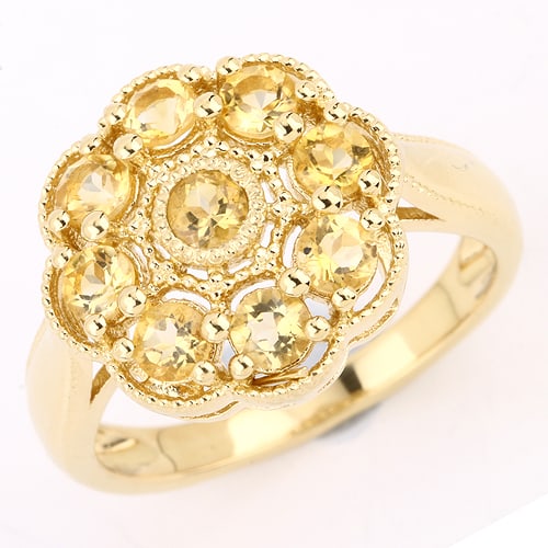 Ring: Citrine Round 3.00mm: No Reserve! Title: Ring: Citrine Round 3.00mm Description: Citrine Round 3.00mm - 9Pcs Date/Period: After 2000 Materials: 925 Silver W/Yellow Gold Plating Gross Weight: 3.78 Gem Weight: 0.9 Dia