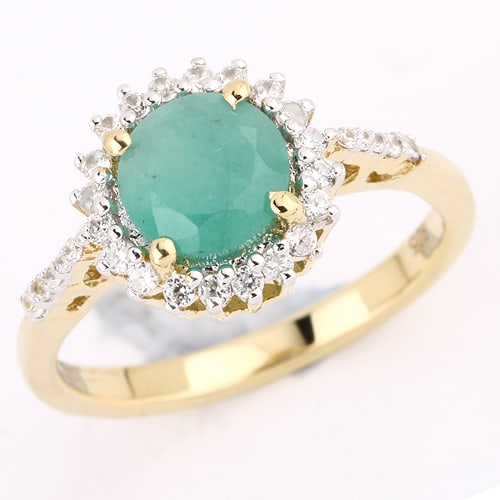 Ring: Sakota Emerald Round 7.00mm: No Reserve! Title: Ring: Sakota Emerald Round 7.00mm Description: Sakota Emerald Round 7.00mm - 1Pcs + White Zircon Round 1.30mm - 20Pcs + White Zircon Round 1.20mm - 2Pcs + White Zircon Round 1.10mm