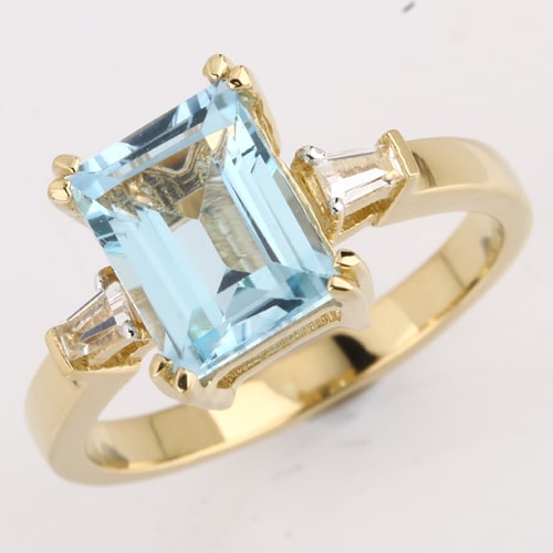 Ring: Blue Topaz Baguette 9x7mm (1 of 1)