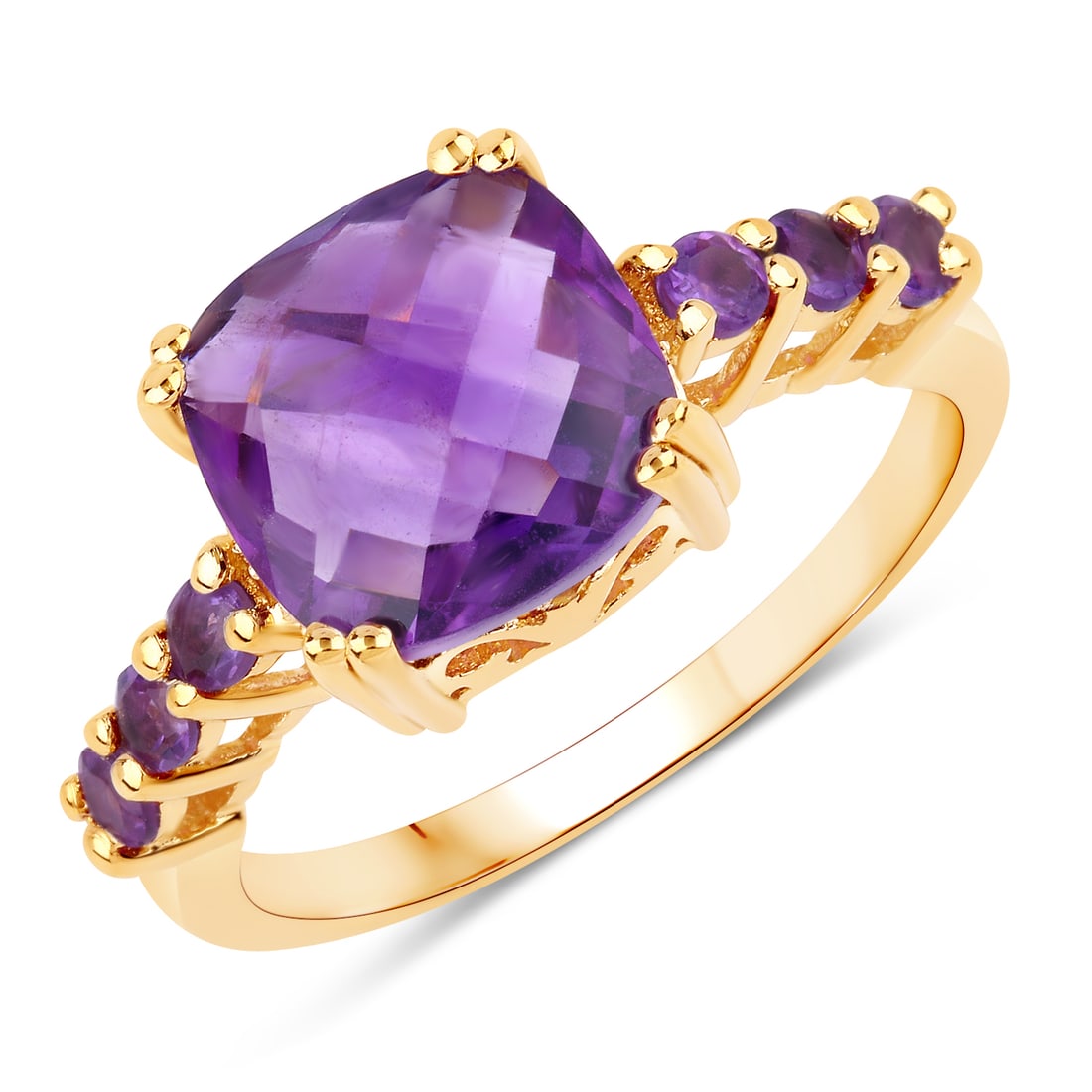 Ring: African Amethyst Briolite Cushion 10.00mm (1 of 1)