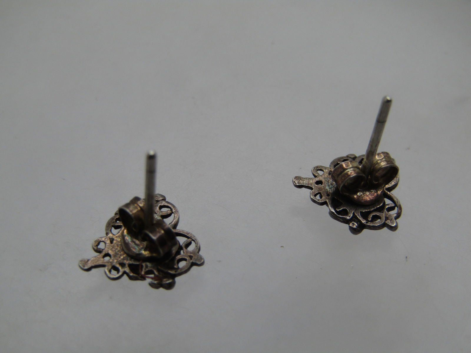 Vintage Sterling Inlaid MOP Heart Earrings, Pierced, 1970's-1980's, Signed MA - 6