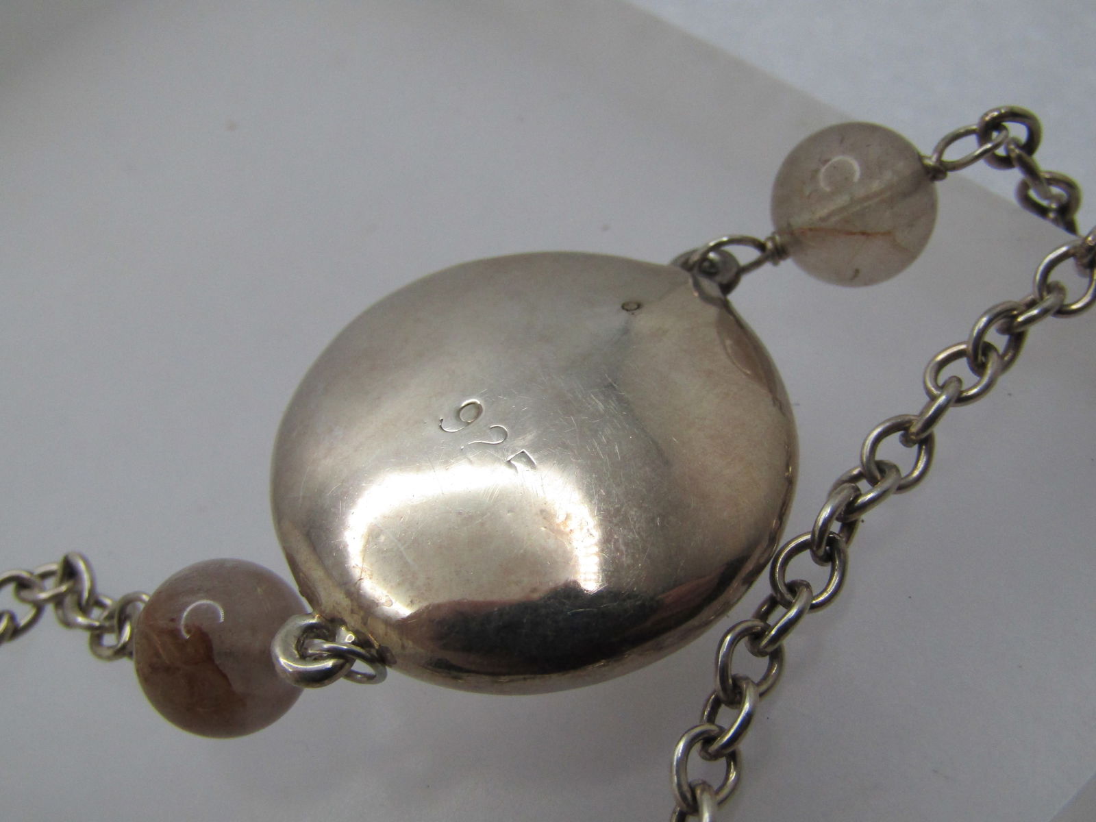 Vintage Sterling & Hardstone 38" Necklace, Toggle Clasp , 1980's-1990's - 6