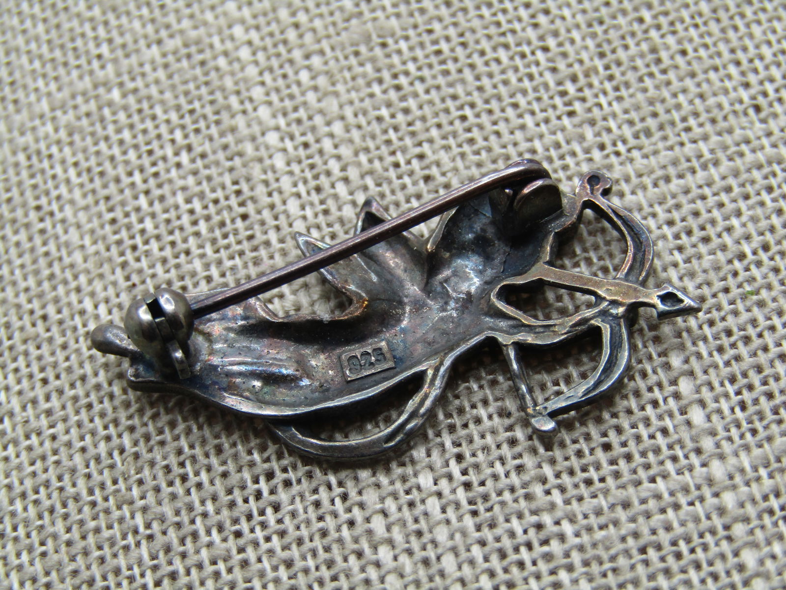 Vintage Sterling Winged Cherub With Arrow Brooch, 1940's - 4