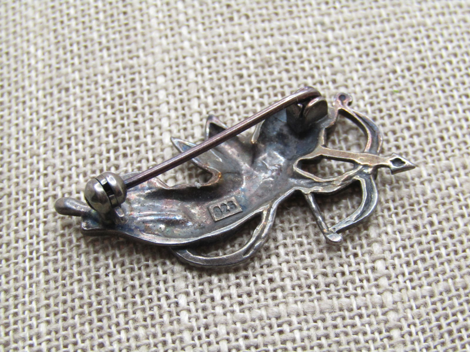 Vintage Sterling Winged Cherub With Arrow Brooch, 1940's - 5