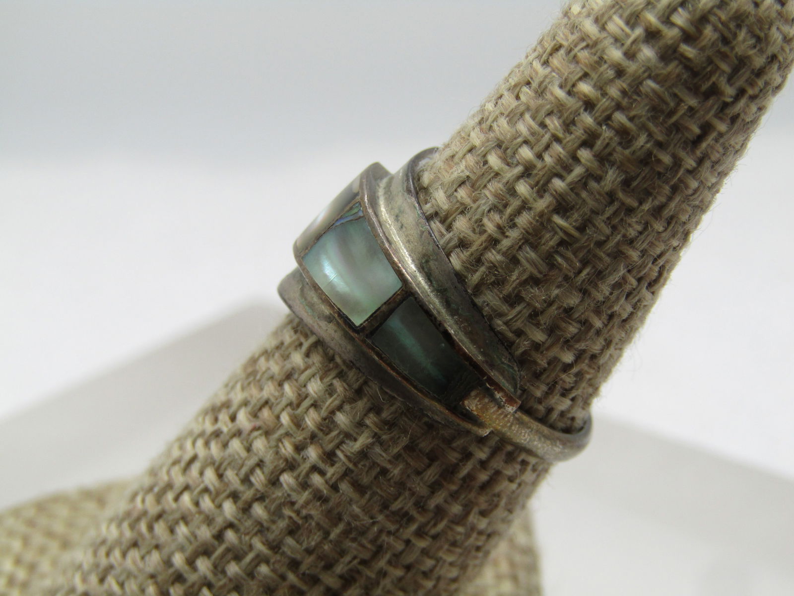 Vintage Sterling Abalone Wrap Ring, Adjustible, Sz 4-7, 1950's-1960, Taxco MX - 2