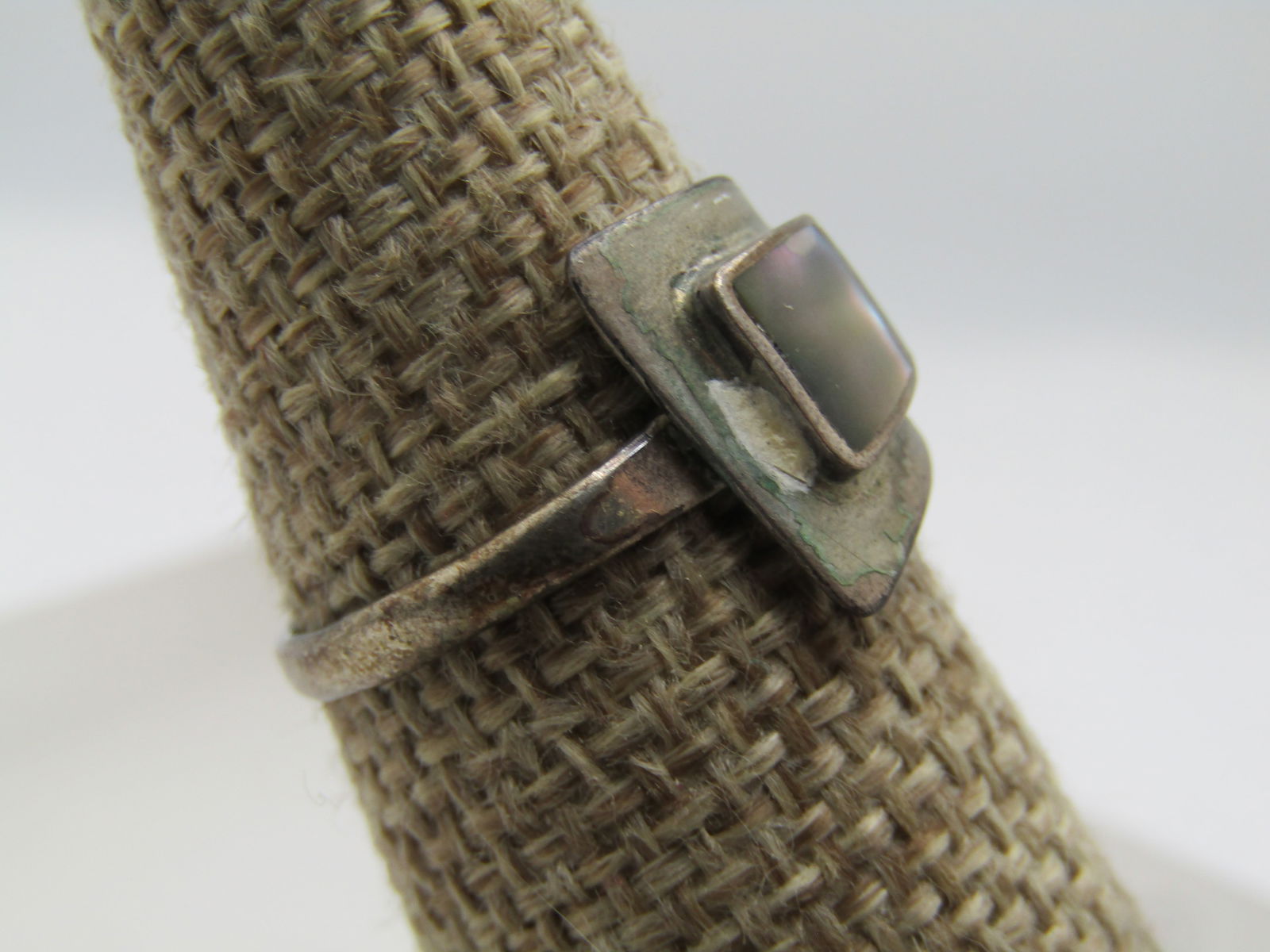 Vintage Sterling Abalone Wrap Ring, Adjustible, Sz 4-7, 1950's-1960, Taxco MX - 3