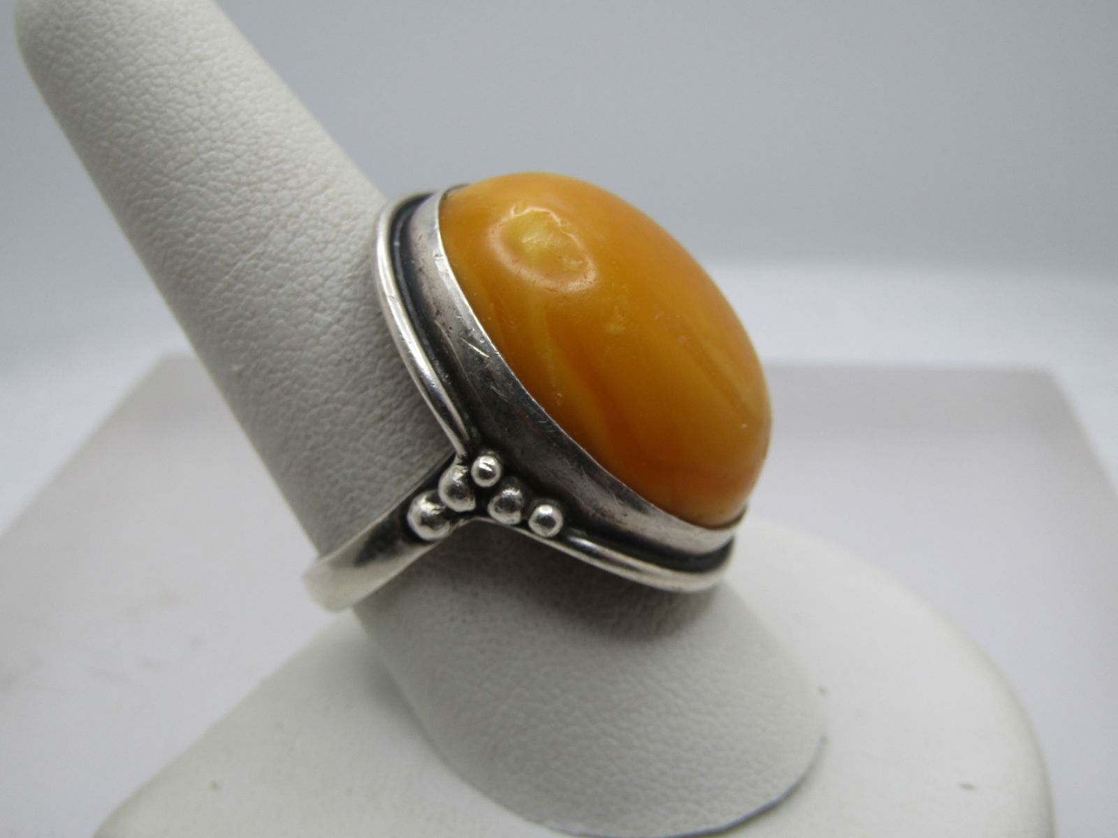 Vintage Sterling Yellow Stone Ring, Sz. 9, Unisex, Southwestern/Boho, 1970's-1980's - 2