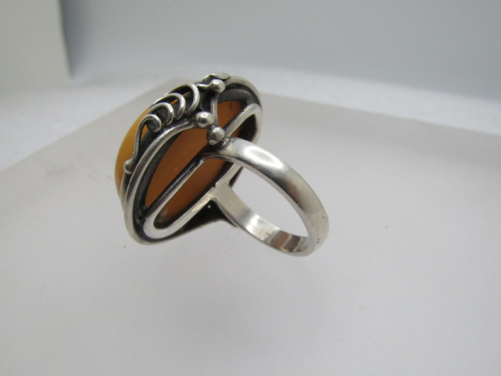 Vintage Sterling Yellow Stone Ring, Sz. 9, Unisex, Southwestern/Boho, 1970's-1980's - 5
