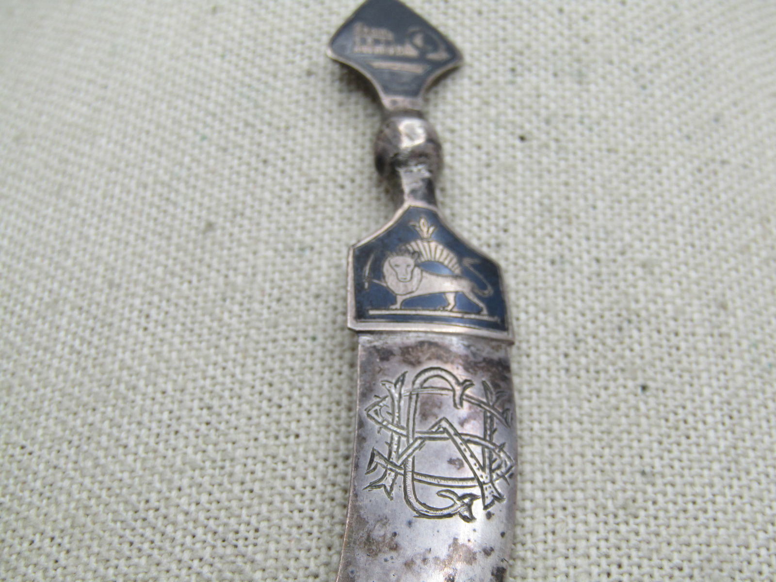 Vintage Sterling Enameled Short Saber Letter Opener, 1940's-1950's - 3