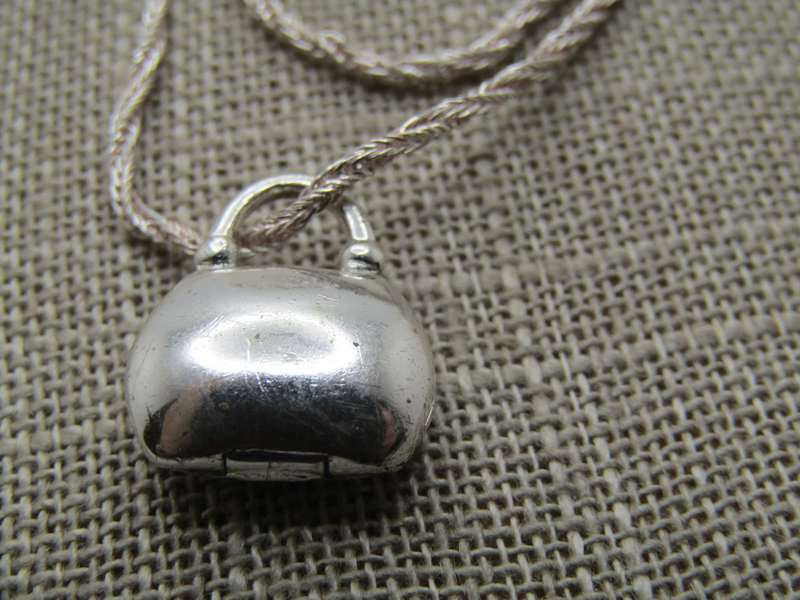 Vintage Sterling Rhinestone Purse Locket Necklace, Signed Jezlaine, 1980's-1990's, 36" - 4