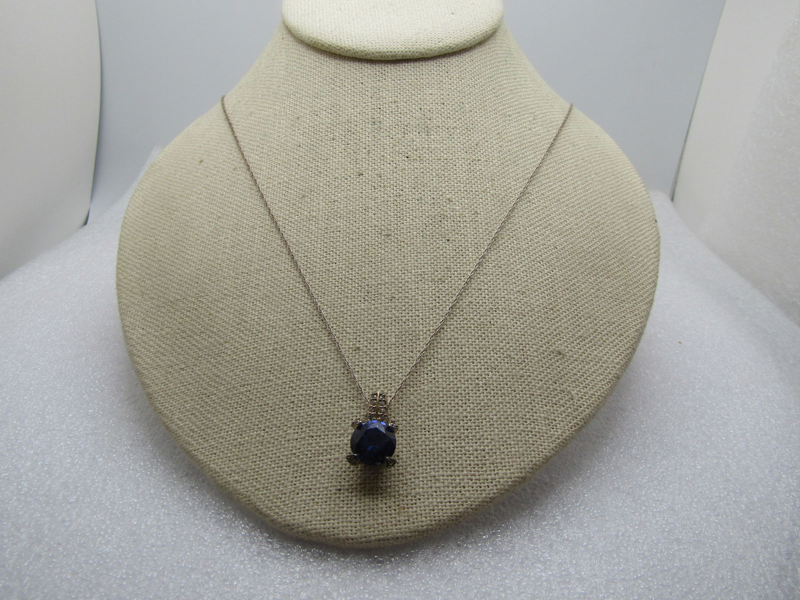 Vintage Sterling Blue & Clear CZ Necklace, 19", 1980's-1990's (1 of 7)