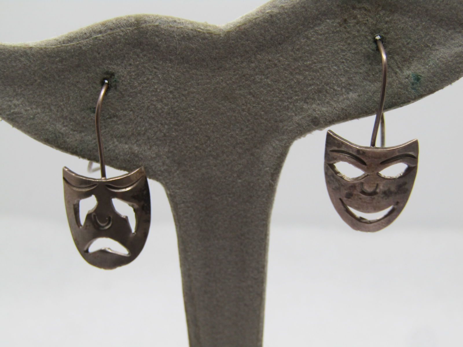 Vintage Sterling Mexico Comedy/Tragedy Earrings, Pierced, 1960's, Signed: Vintage Sterling Mexico Comedy/Tragedy Earrings, Pierced, 1960's, Signed P-68 and Mexico. Marked 925 and test as sterling with an appx. weight of 2.83 gr. They are hook posts that are appx. 1-1/8"