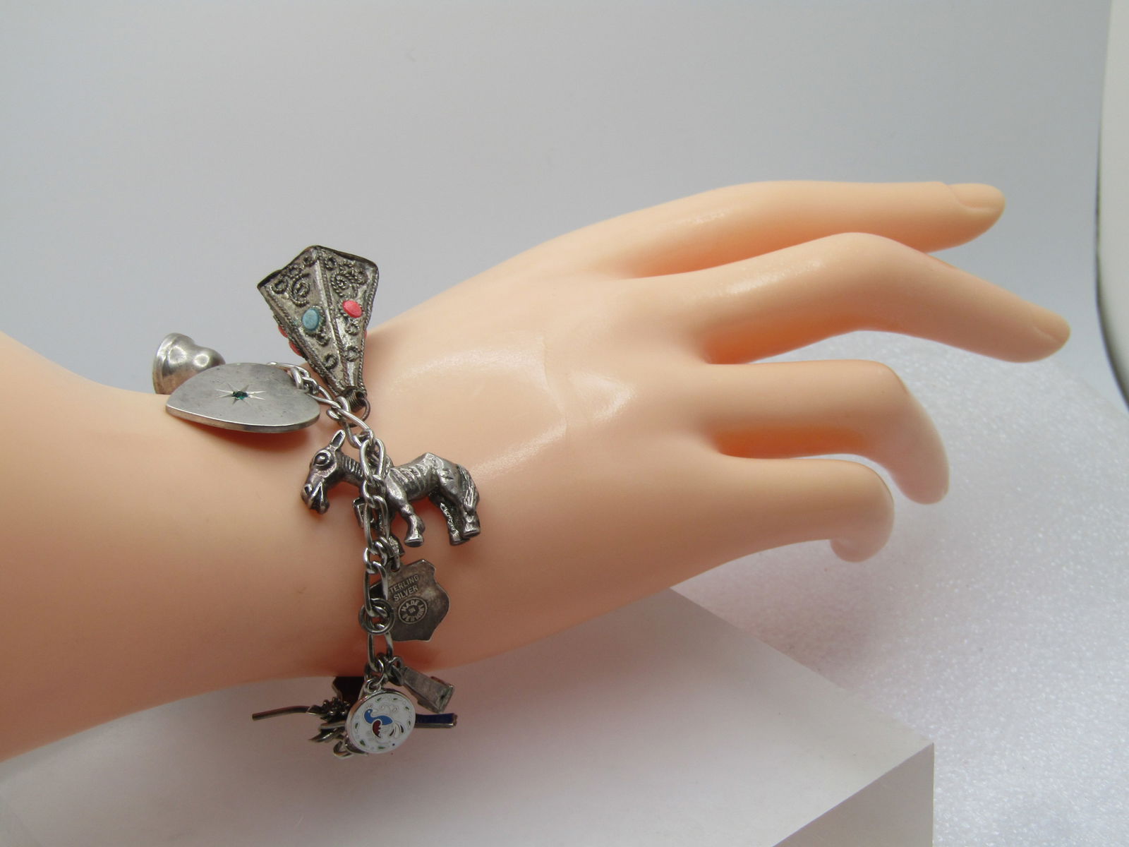 Vintage Sterling Charm Bracelet, 7", 17 Charms, 1960's-1970's - 10