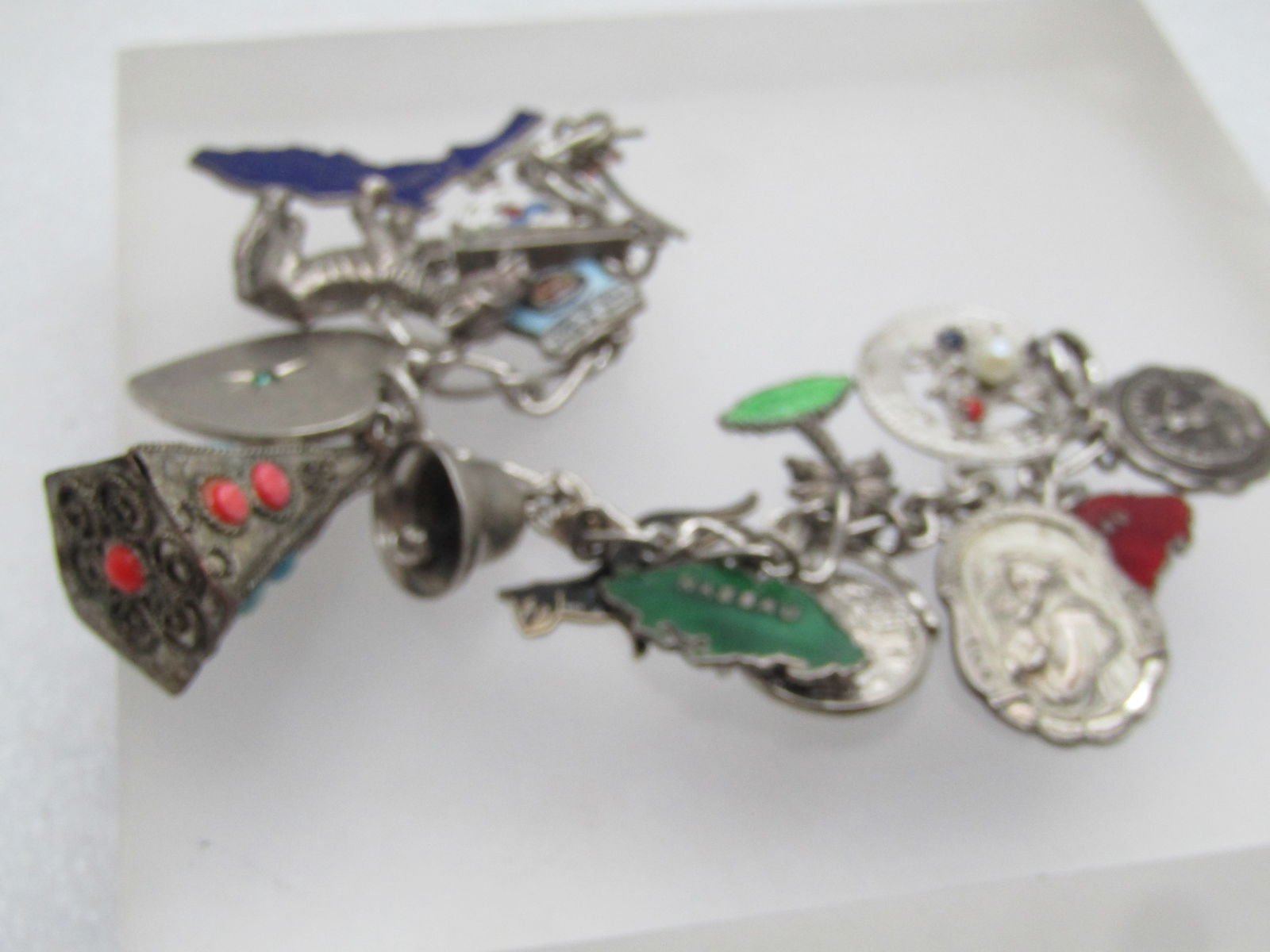 Vintage Sterling Charm Bracelet, 7", 17 Charms, 1960's-1970's - 5
