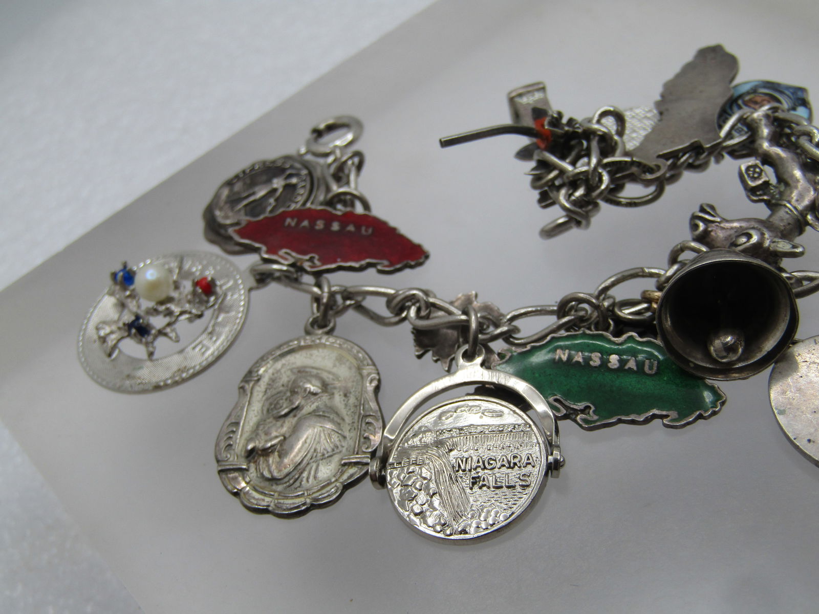 Vintage Sterling Charm Bracelet, 7", 17 Charms, 1960's-1970's - 6