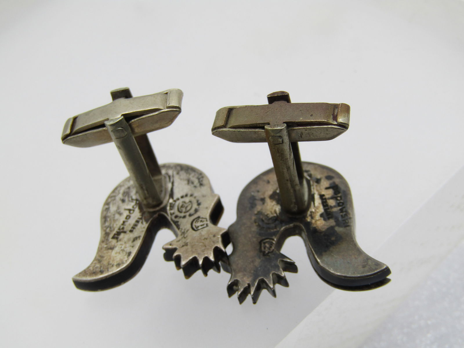 Vintage Sterling Modernist Rooster/Chicken Cufflinks, Estela Popowski, Taxco Mexico, Mid-Century - 3