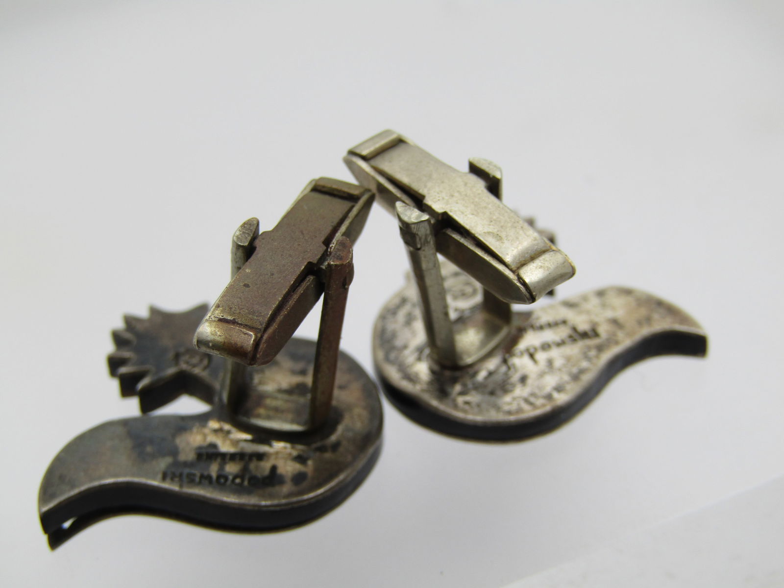 Vintage Sterling Modernist Rooster/Chicken Cufflinks, Estela Popowski, Taxco Mexico, Mid-Century - 4