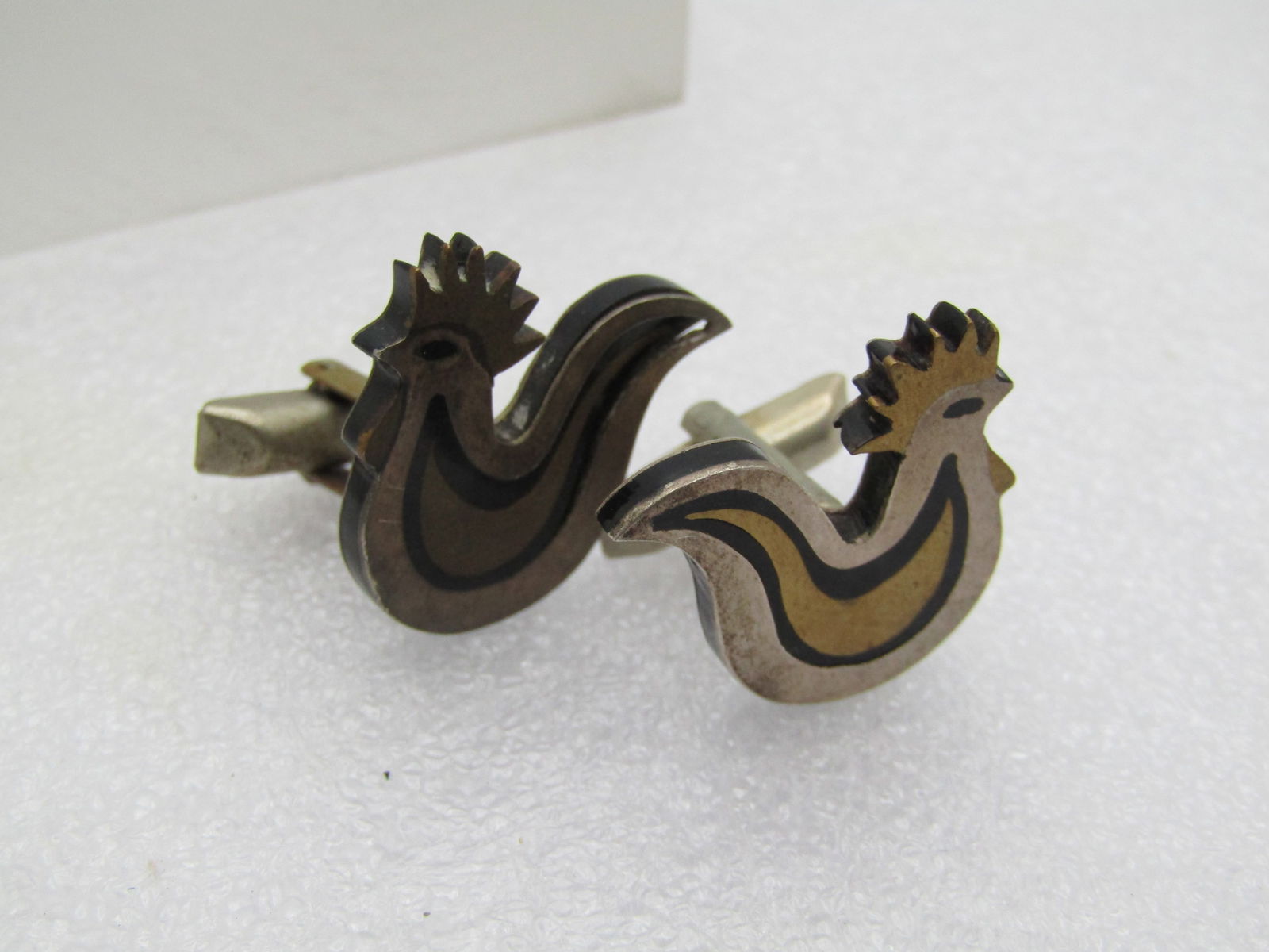 Vintage Sterling Modernist Rooster/Chicken Cufflinks, Estela Popowski, Taxco Mexico, Mid-Century - 5
