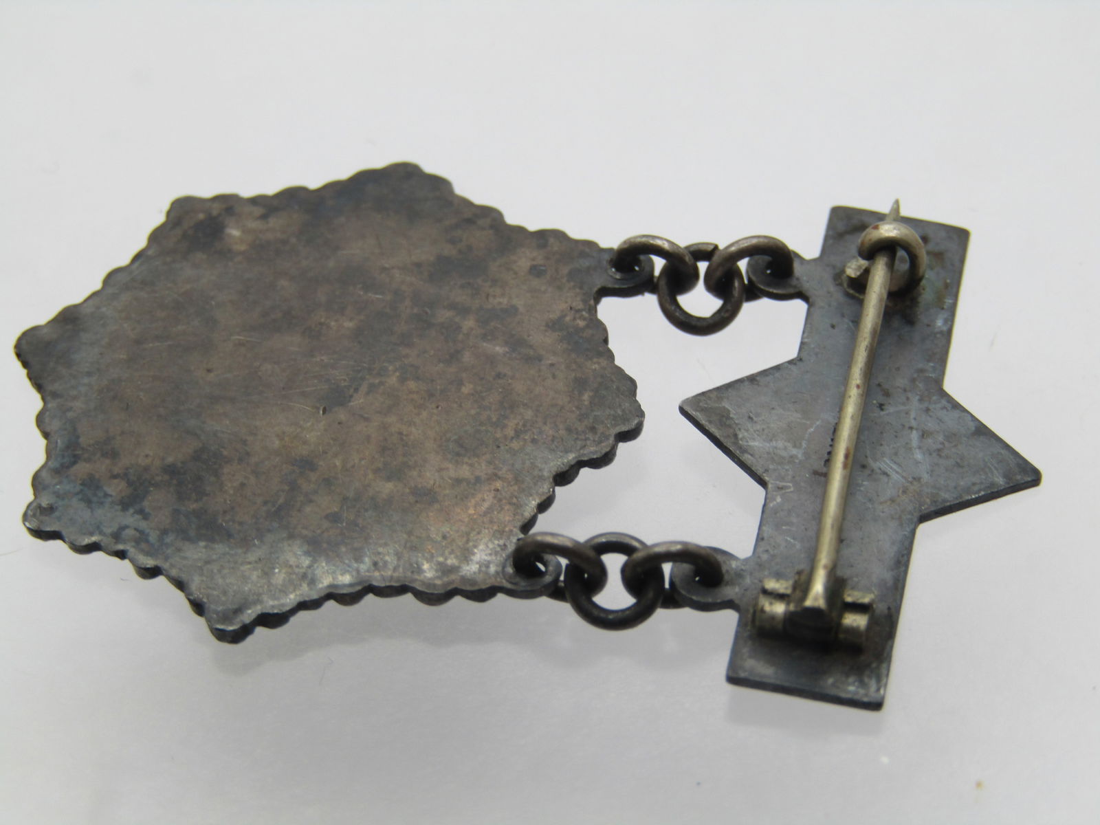 Antique Sterling Blessed Mother "O Mary" Brooch, C-Clasp, - 5