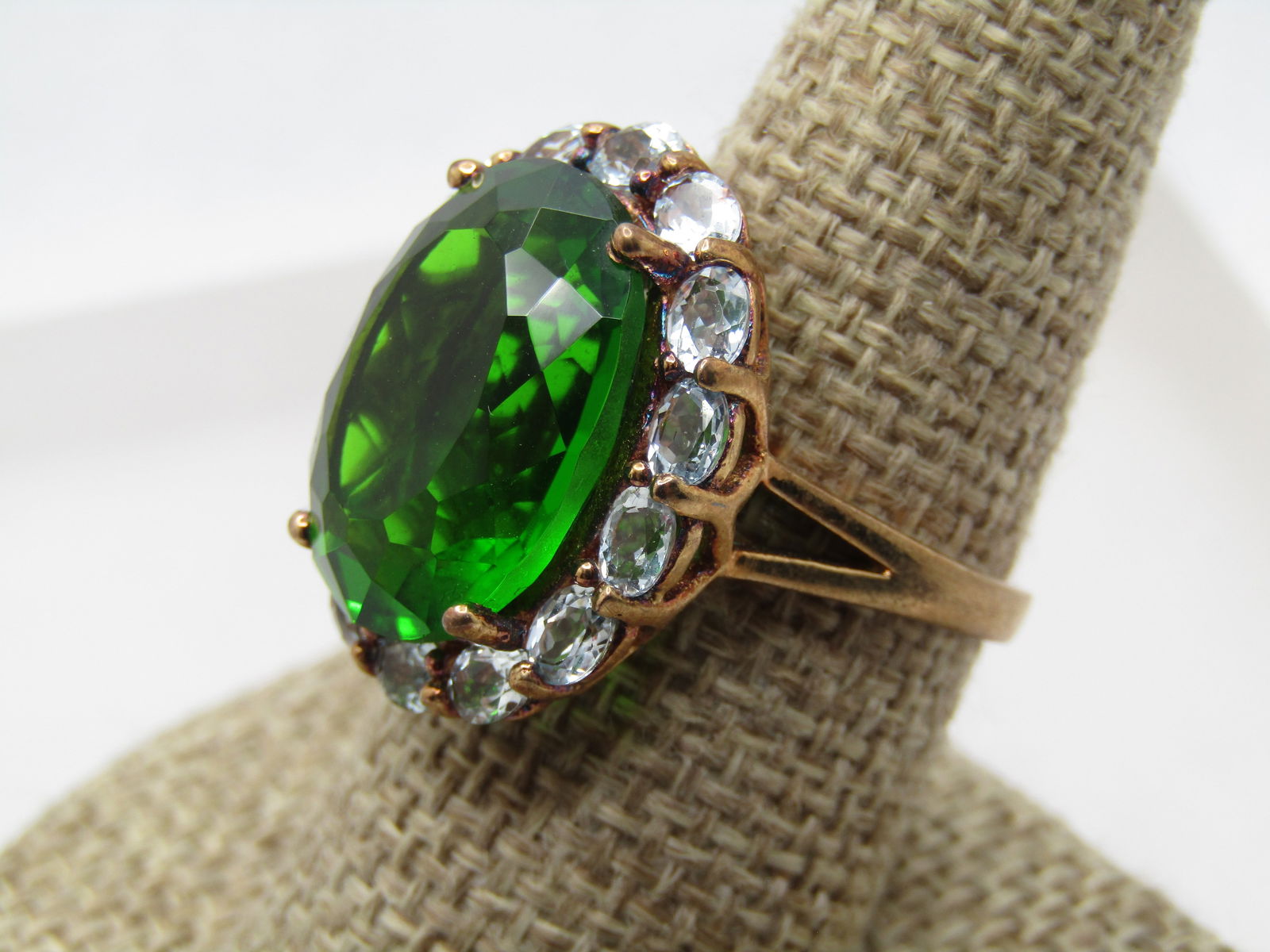 Vintage Sterling Vermeil Green & Blue Topaz Ring, Sz. 9.5, Stauer, 1990's-2000's - 3